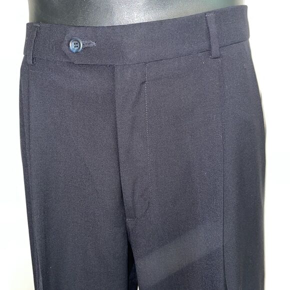 Dockers black polyester/wool/spandex pleat front cuff hem dress pants - Picture 2 of 7